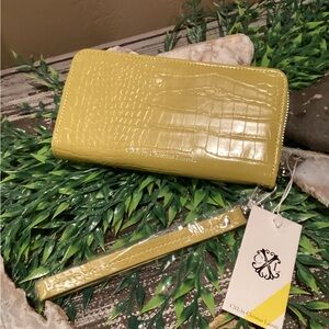 Christian Lacroix Vibrant Yellow Croc Wallet